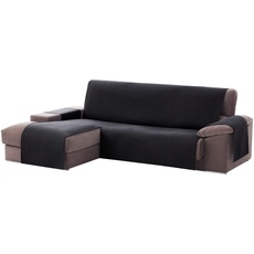 Textil-home Adele Chaise Longue Sofa Bezug, Schutz für Linke Arm Gesteppte Sofas. Größe -240cm. Farbe schwarz (Vorderansicht)
