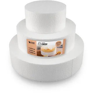 MCE-Commerce Styropor Torte Set dreistöckig H 5cm 10cm 15cm 20cm