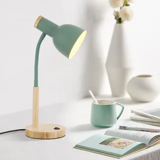 kaixunl Metall und Holz Schreibtischlampe, Nordischer Moderner Stil Desk Lamp, Metall Nachttischlampe, Lampenkopfrichtung Verstellbar, für Schlafzimmer, Arbeitszimmer, Kinderzimmer, E27, D15 X H47