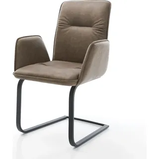 DELIFE Freischwinger Vinja-Flex Mikrofaser Taupe Vintage Freischwinger flach Schwarz - Beige, Taupe, Schwarz