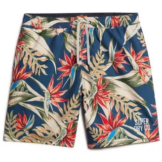 Superdry Hawaiian Print 16 ́ ́ Badeshorts - Bird Of Paradise Navy - 2XL