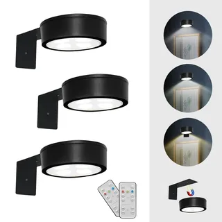3PACK Bild Licht mit Fernbedienung - LED Kunstanzeige Batterie betrieben, Malerei Beleuchtung mit 3 Beleuchtungsfarben & Dimmbar für Kunst, Bilder, Dartboard, Fotorahmen und Portrait an der Wand