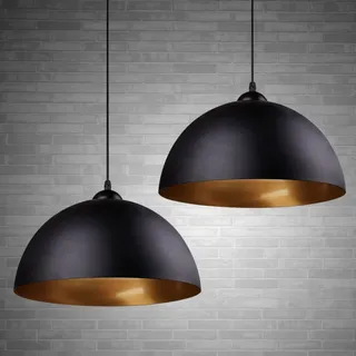 FRIDEKO HOME Modern Industrielle Pendelleuchte-2 x Vintage Hängeleuchte Ø30cm Breite Lampe Kronleuchter aus Eisen Hängelampe E27 Lampenfassung Deckenleuchte für Küche Keller Wohnzimmer-Schwarz Gold