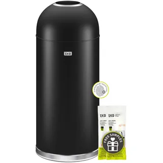 EKO Bullet 56 Liter / 14.7 Gallon Eternal Commercial Abfalleimer, rund, Oben offen, Edelstahl, Mattes Schwarz, Black Dome Top