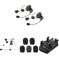 Sena SMH10D-10 Bluetooth-Headset und Gegensprechanlage + SMH-A0302 Helmklemmenset - Anbringbares Bügelmikrofon + SC-A0109 Mikrofonaufsätze + POWERPRO-01 PowerPro Handlebar