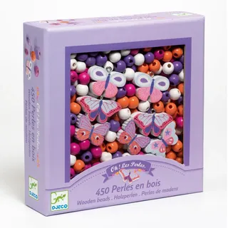 Djeco Schmuck basteln: Wooden beads, buterflies - Bunt