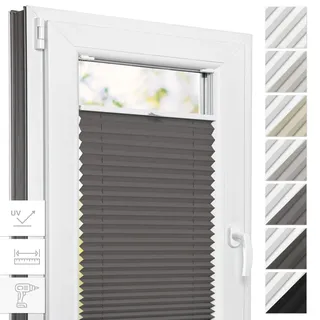 Estika Thermo Plissee mit Bohren nach Maß - 6 Farben, Breite 30-129 cm, Höhe 150-230 cm - blickdichtes Verdunklungsplissee für Innenfenster - mit Thermo-Beschichtung für Hitzeschutz