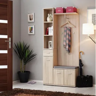 Kleiderständer Flurgarderobe Schrank Holz Modern Möbel JVmoebel - Beige