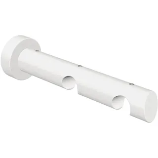 Flairdeco Träger offen für 20 mm Ø Gardinenstange, 2-läufig, Holz, Weiß lackiert