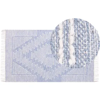 Beliani Kurzflor-Teppich Ansar 150/80 cm , Blau , Textil , Grafikmuster , Rechteckig , 80x150 cm , Teppiche und Böden, Teppiche, Orientteppiche