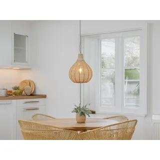 Skandinavische LED Boho Pendelleuchte einflammig über Esstisch, Wohnzimmer Ø34cm