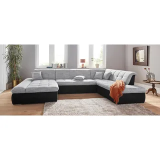 DOMO collection Wohnlandschaft Kunstleder U-Form 3-Sitzer Schwarz/Silber
