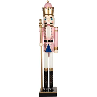 KI Store 120 cm Weihnachten Nussknacker Lebensgröße Groß XXL Holz Nussknacker Figur Weihnachtsdekoration (Rosa König)
