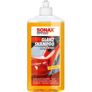 Sonax GlanzShampoo Konzentrat (500 ml) durchdringt und löst Schmutz gründlich, ohne Angreifen der Wachs-Schutzschicht | Art-Nr. 03142000