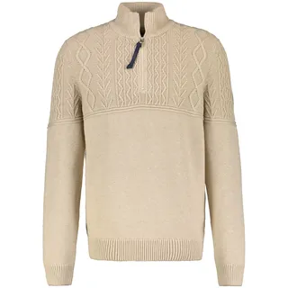 Strickpullover LERROS "Stricktroyer, tonal gemustert", Herren, Gr. 6XL, beige (tender beige melange), 60% Baumwolle, 40% Polyacryl, ohne Ausschnitt, Pullover Strickpullover