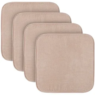 BestLivings Sitzkissen ( 4er Pack ) Stuhlkissen mit Anti Rutsch Unterseite 38cm x 38cm - - Sitzauflage Uni, Stuhlpolster Stuhlauflage - Beige