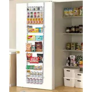 Vevor Vorratsschrank Speisekammer-Organizer Aufbewahrung über der Tür, 10-stufige Gewürzregale zum Aufhängen aus Stahl, verstellbare Lagerregale für die Wand, für Zuhause Küche Badezimmer, Weiß