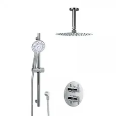 HSK Shower-Set 1.05 Rund, mit Deckenarm rund, chrom, 1002105-RKB1, Ausführung: mit Kopfbrause rund, super-flach, Ø300 mm, Höhe 2 mm