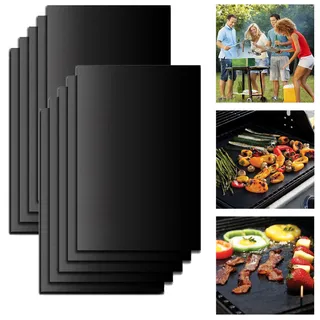 Grillmatte Antihaft BBQ Grill Folie Unterlage Schale Grillmatten 10er Set