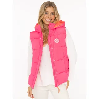 Steppweste ZWILLINGSHERZ "Strandglück", Damen, Gr. M, pink (neon pink), Web, Obermaterial: 100% Polyester, unifarben, hüftbedeckend, ohne Ausschnitt, Westen Steppweste, Kapuze, Eingriffstaschen, Ankermotiv