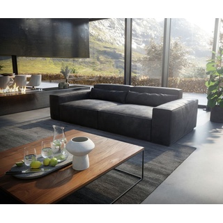 DeLife Big-Sofa Sirpio XL 270x130 cm Lederimitat Vintage Anthrazit