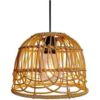 Vintage Boho Rattan Hängelampe Batterie Lampe mit Akku Hängeleuchte Deckenlampe ohne Strom Stromanschluss Laternen Lampions Wetterfest für Schlafzimmer Garten Balkon Keller Weihnachten Party Deko