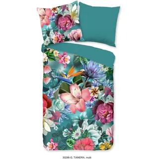Good Morning Tiandra Blumen Petrol 135 x 200 cm + 80 x 80 cm