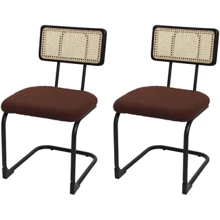 MCW Freischwinger-Stuhl Stoff Braun 2er-Set