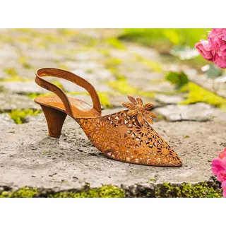 Dekofigur "Schuh" aus Metall mit Echt Rost Finish, 28 cm lang, Dekoschuh, Rostdeko, Gartendeko für Draußen - Braun