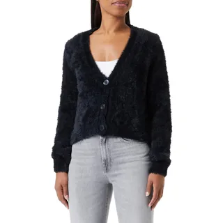 ONLY Damen Strickjacke OnlIggy Crop Cardigan Kurze Kunstfell-Jacke 15306716 Black S