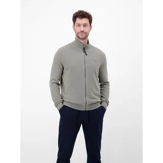 Strickjacke LERROS, Herren, Gr. XL, basalt grau, Strick, Obermaterial: 100% Baumwolle, unifarben, normal hüftbedeckend, Rundhals, Bündchen, Strickjacken Strickjacke, mit Reißverschluss und Stehkragen