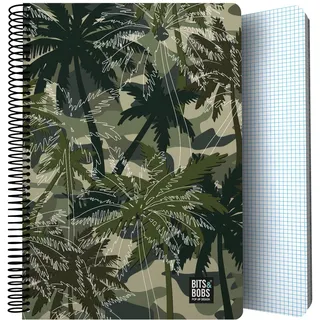 Graphoplas | Notizbuch mit Kunststoffdeckel | 80 Blatt kariert 4 x 4 90 g | Foliengröße | Spiralbindung | Design Bits & Bobs Pop Up Design Palms | FSC zertifiziert