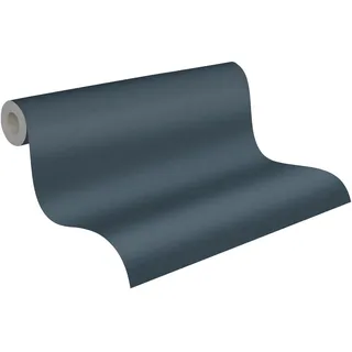 A.S. Création Uni-Vliestapete mit feiner Struktur – Blau – 0,53 x 10,05 m