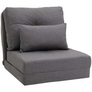Homcom Bodenstuhl, Leinen, Metall, Dunkelgrau , Textil , 60x56x80 cm , Wohnzimmer, Sessel, Polstersessel