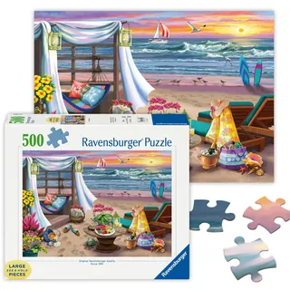 Ravensburger Puzzle 16792 - Die Oase am Strand - 500 Teile Large Pieces, Puzzlespaß mit größeren Puzzleteilen für die ganze Familie