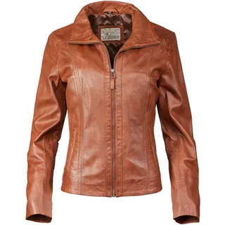 7ELEVEN Lederjacke "SETAMMY", ohne Kapuze mit dekorativen Ziernähten, braun,