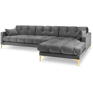 Micadoni Ecksofa rechts Mamaia aus Samt hellgrau 5 Sitzplätze , Hellgrau , Textil , L-Form , 293x185 cm , Hergestellt in Europa, Oeko-Tex® , Wohnzimmer, Sofas & Couches, Wohnlandschaften, Ecksofas