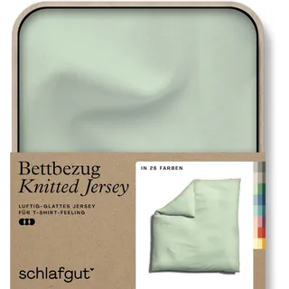 Schlafgut Bettbezug »Knitted Jersey uni, aus Bio-Baumwolle mit Elasthan, Reißverschluss« bügelfrei, Mix & Match Bettwäsche: passender Kissenbezug erhältlich, grün