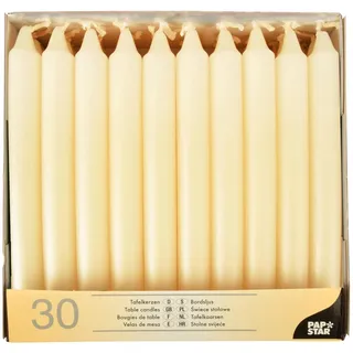 Papstar Tafelkerzen 19,6 cm Ø 2,1 cm creme 30 St.