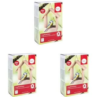 Rayher Bausatz Vogelfutterhaus, Holz, FSC zertifiziert, 19,5 x 9,8 x 25 cm, Vogelhaus klein, zum Bemalen, Futterhaus, 70052505, Natur (Packung mit 3)