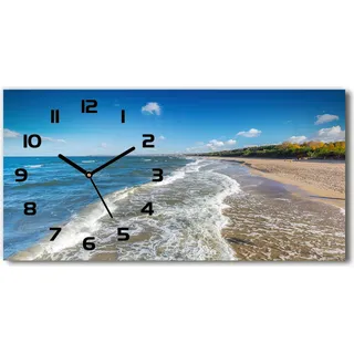 Wanduhr aus Glas – 60x30 cm - Glasbild - Glasuhr - Gehärtetes Glas - schwarze-zeiger - Ostsee