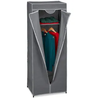Relaxdays Stoffschrank , Grau , Metall, Textil, Kunststoff , 60x157x45 cm , Schlafzimmer, Kleiderschränke, Stoffschrank