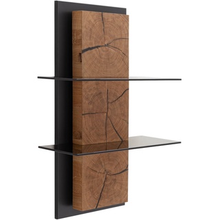 Mid.you Wandregal , Anthrazit, Wildeiche , Holz, Glas, Holzwerkstoff , Wildeiche , furniert, massiv , 60x91x26 cm , Made in Eu , Wohnzimmer, Regale, Wandregale