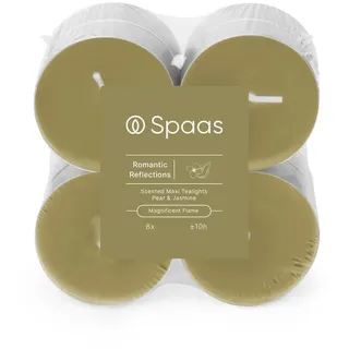 Spaas Maxi-Duft-Teelichter, flach verpackt, 10 Stunden, romantische Reflexionen, 8 Stück