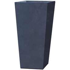 Kante Beton-Übertopf mit Ablaufloch und Gummistopfen, 62 cm hoch, konisch, groß, für drinnen und draußen, Dunkelgrau