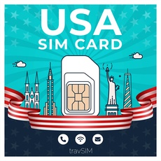 travSIM Prepaid USA SIM Karte | 6GB Mobile Daten mit 4G/5G Geschwindigkeit | Unbegrenzte Anrufe und Texte in der USA | Die US SIM Karte funktioniert mit iOS- und Android-Geräten | Gültig für 30 Tage