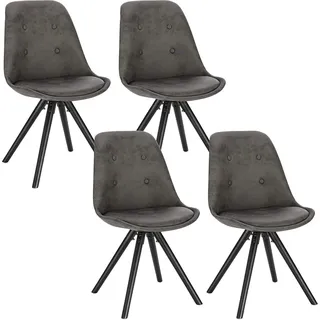 WOLTU 4 x Esszimmerstühle 4er Set Esszimmerstuh, Sitzfläche aus Stoffbezug, Design Stuhl, Küchenstuhl, Holzgestell, Antiklederoptik Anthrazit - Grau