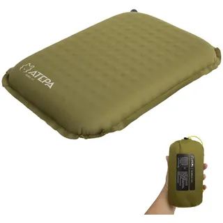 ATEPA Sitzkissen Outdoor, Faltbar Aufblasbar Stadion Flugzeug Unterwegs Camping Wander Bürostuhl Ultraleicht Memory Foam Selbstaufblasend Sitzkissen, Oliv
