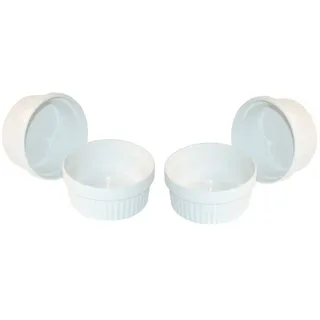 ToCi 6 x Soufflé Förmchen Ø 11 cm - Creme Brulee Schälchen | Ofenfeste Keramik Förmchen je 260 ml | Dessertschale Pastetenförmchen für Ragout Fin Schoko-Souffle