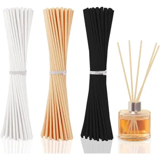Bomtop 150 Stück Raumduft Stäbchen Duft Diffuser Sticks Duftstäbchen für Ätherische Öle im Home Office Hotel Spa Aropatherapie 20cm x 3mm (Natur, Weiß und Schwarz)
